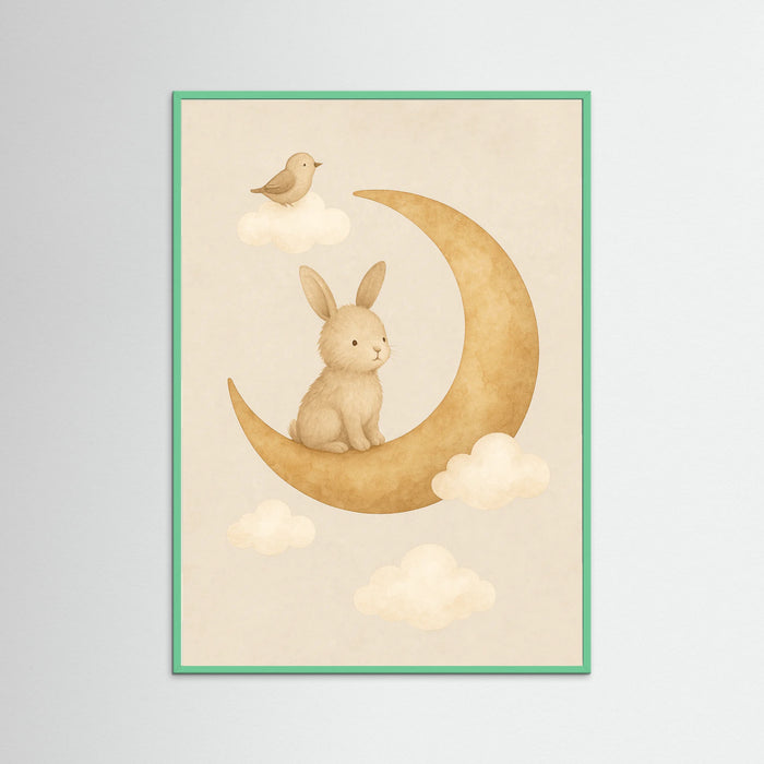 Mint Wood Elephant on Moon