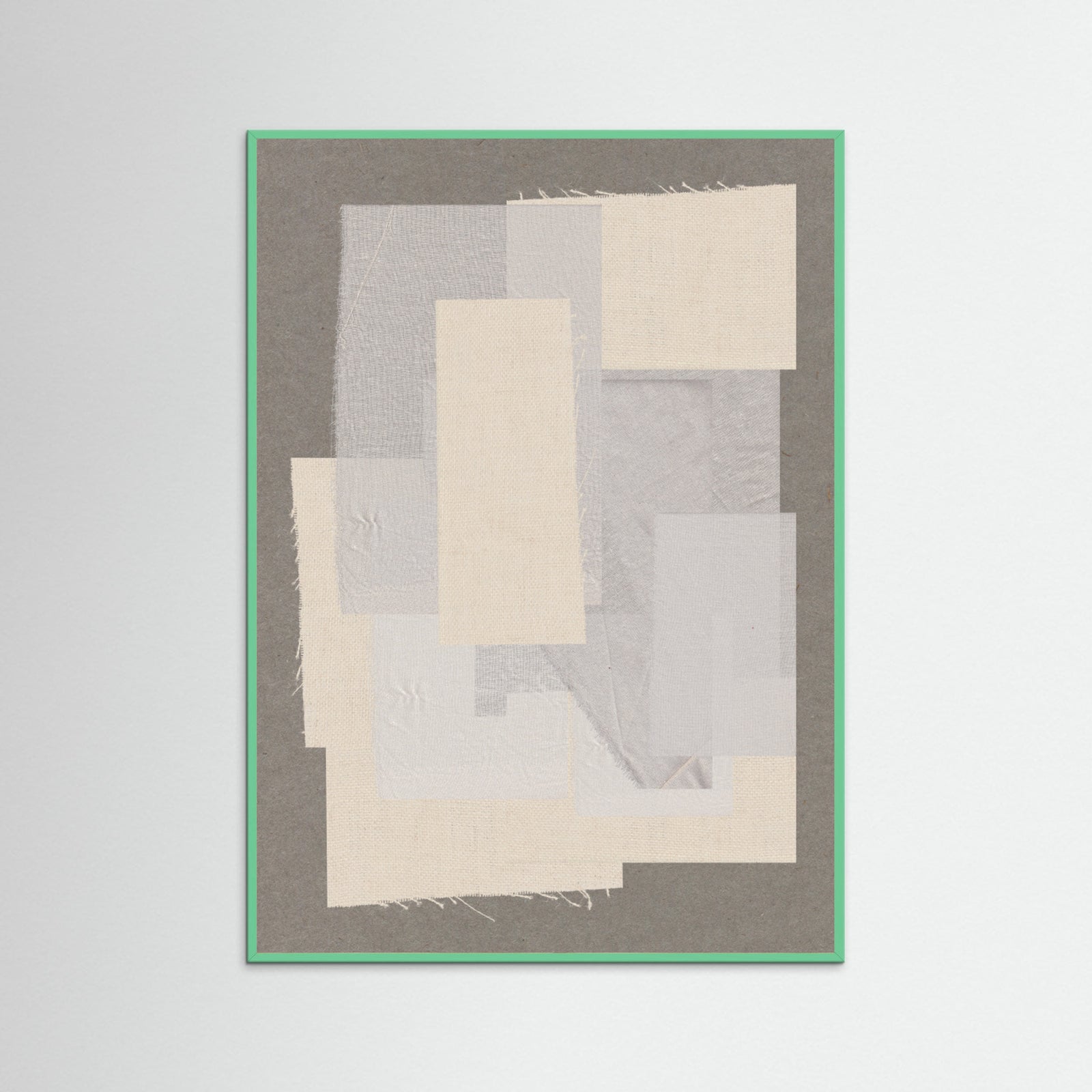 Mint Wood Fabric Pattern Collage No.7 Poster