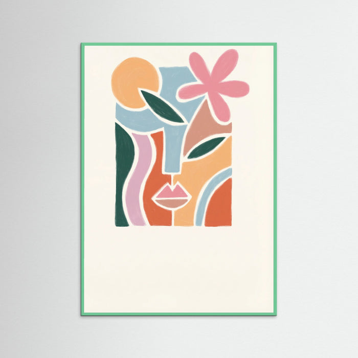 Mint Wood Floral Abstract Portrait