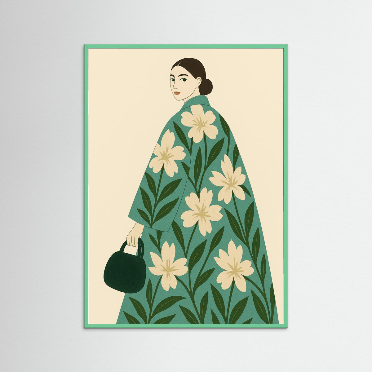 Mint Wood Floral Dress Figure