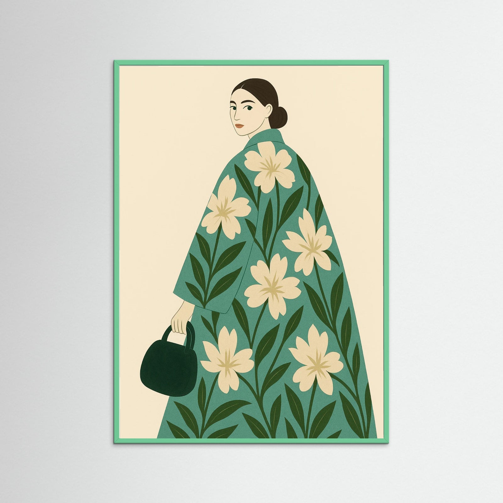 Mint Wood Floral Dress Figure