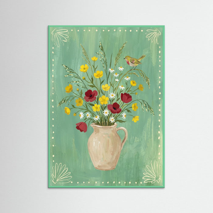 Mint Wood Floral Embrace