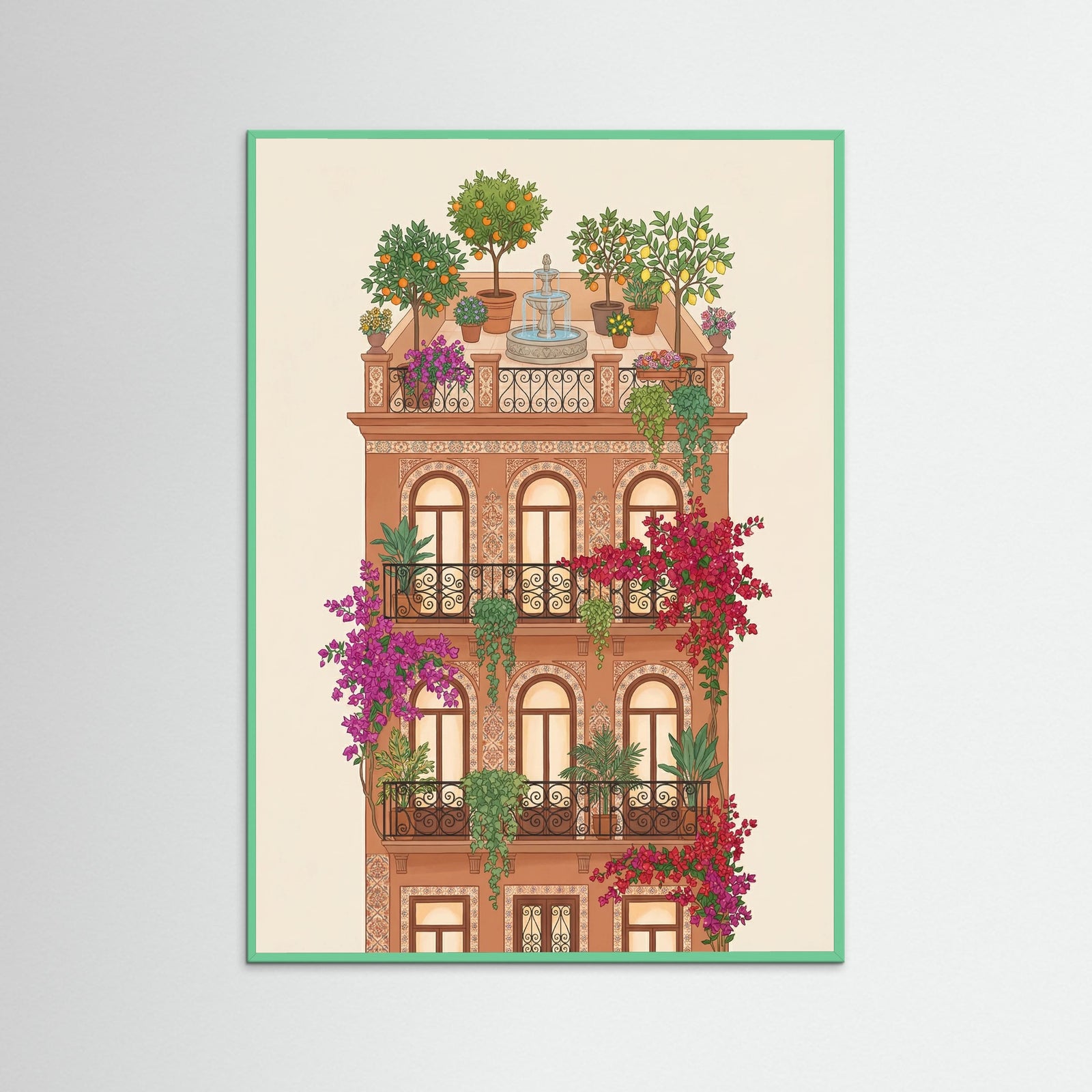 Mint Wood Floral House Facades
