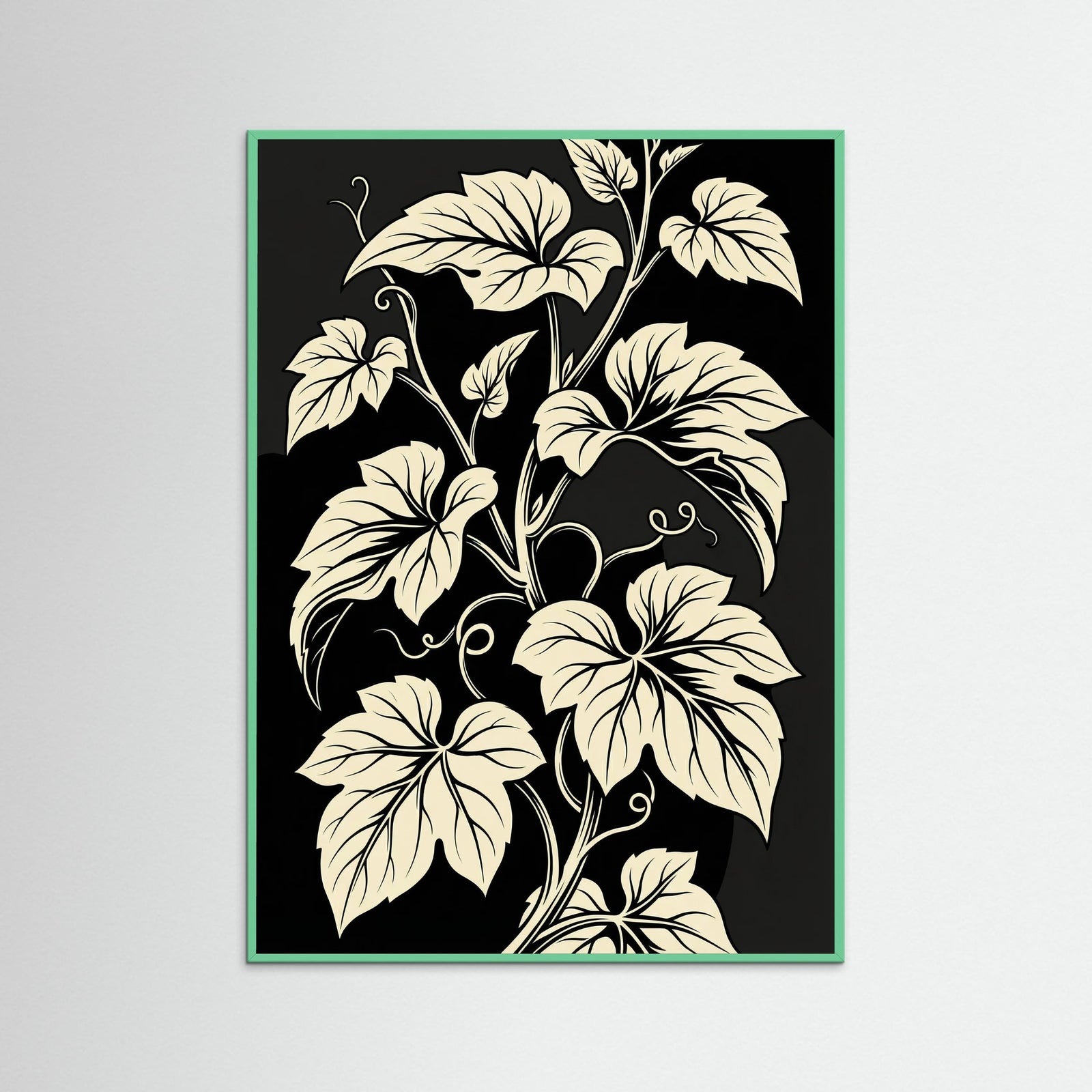 Mint Wood Floral Silhouette