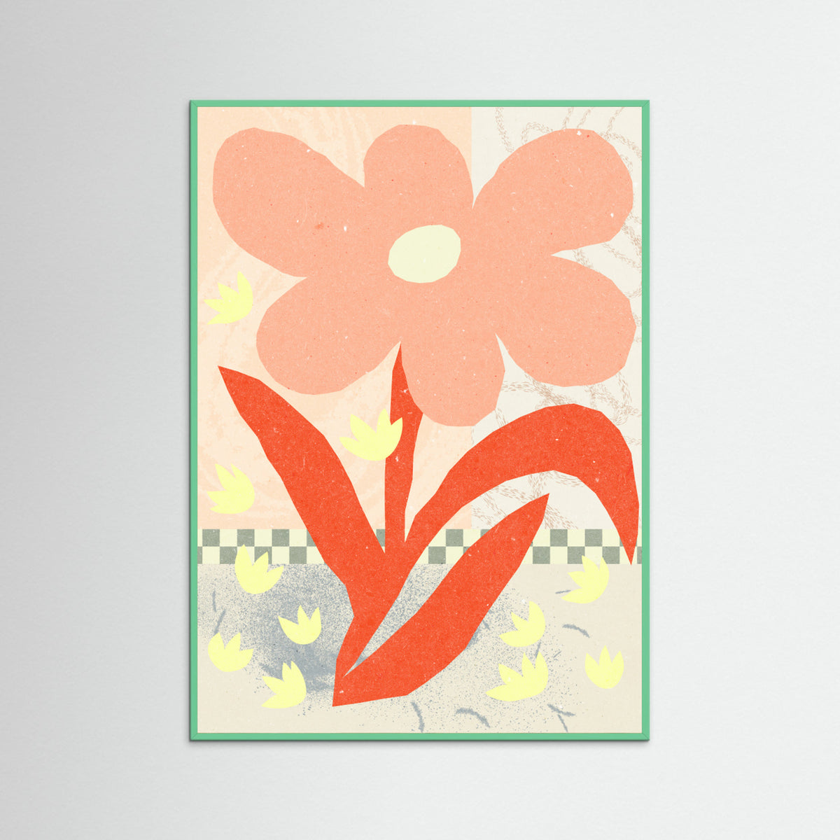 Mint Wood Flowers Composition 1 Poster