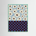 Mint Wood Flowers_checkerboard Poster