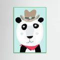 Mint Wood Funny Panda with Cowboy Hat by Artist Carla Daly Poster