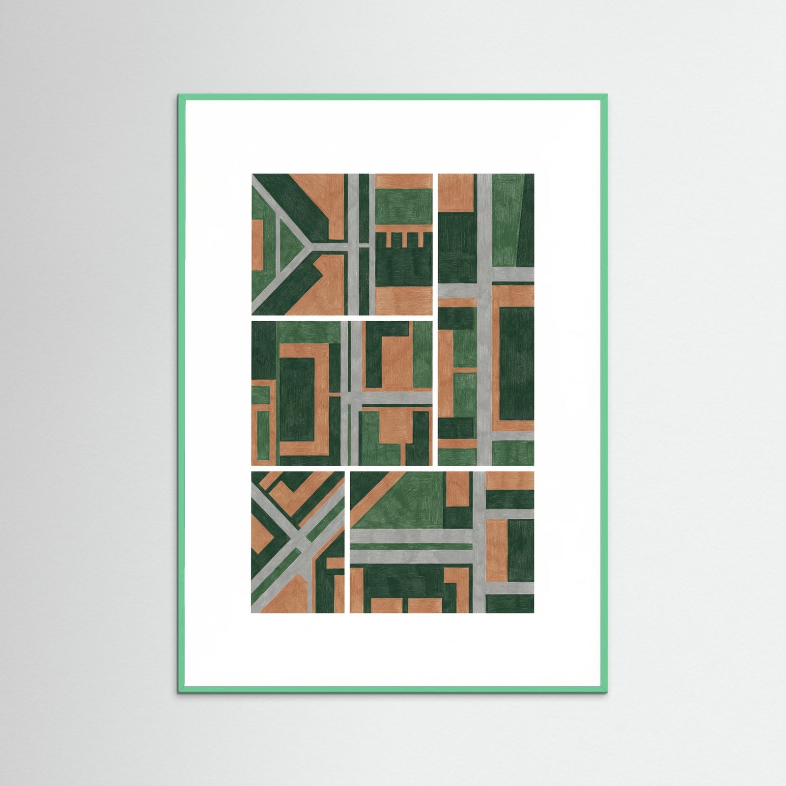 Mint Wood Geometric Structures