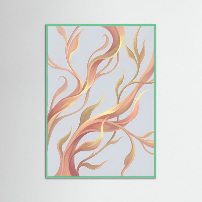Mint Wood Golden Petal Flow