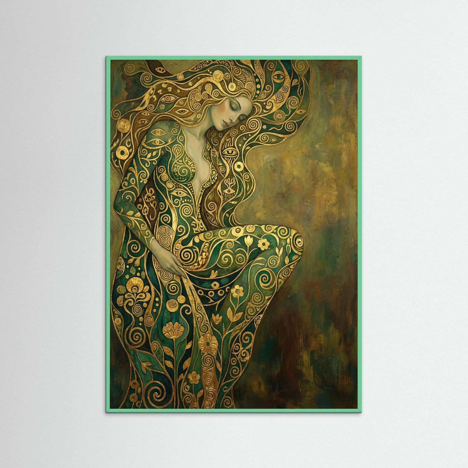 Mint Wood Golden Serpent Goddess