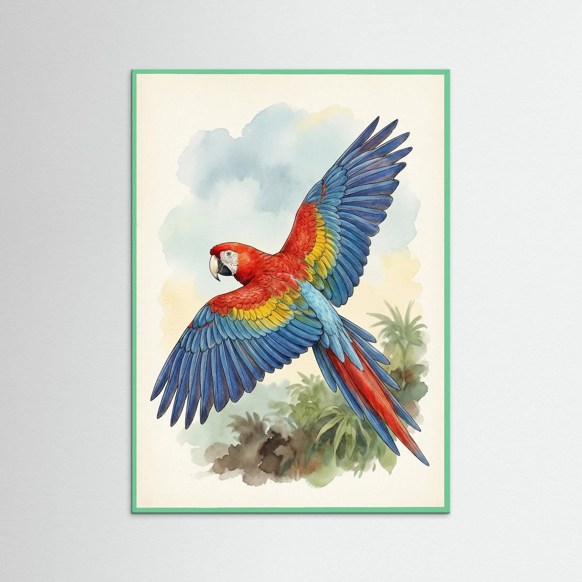 Mint Wood Graceful Flamingo Study