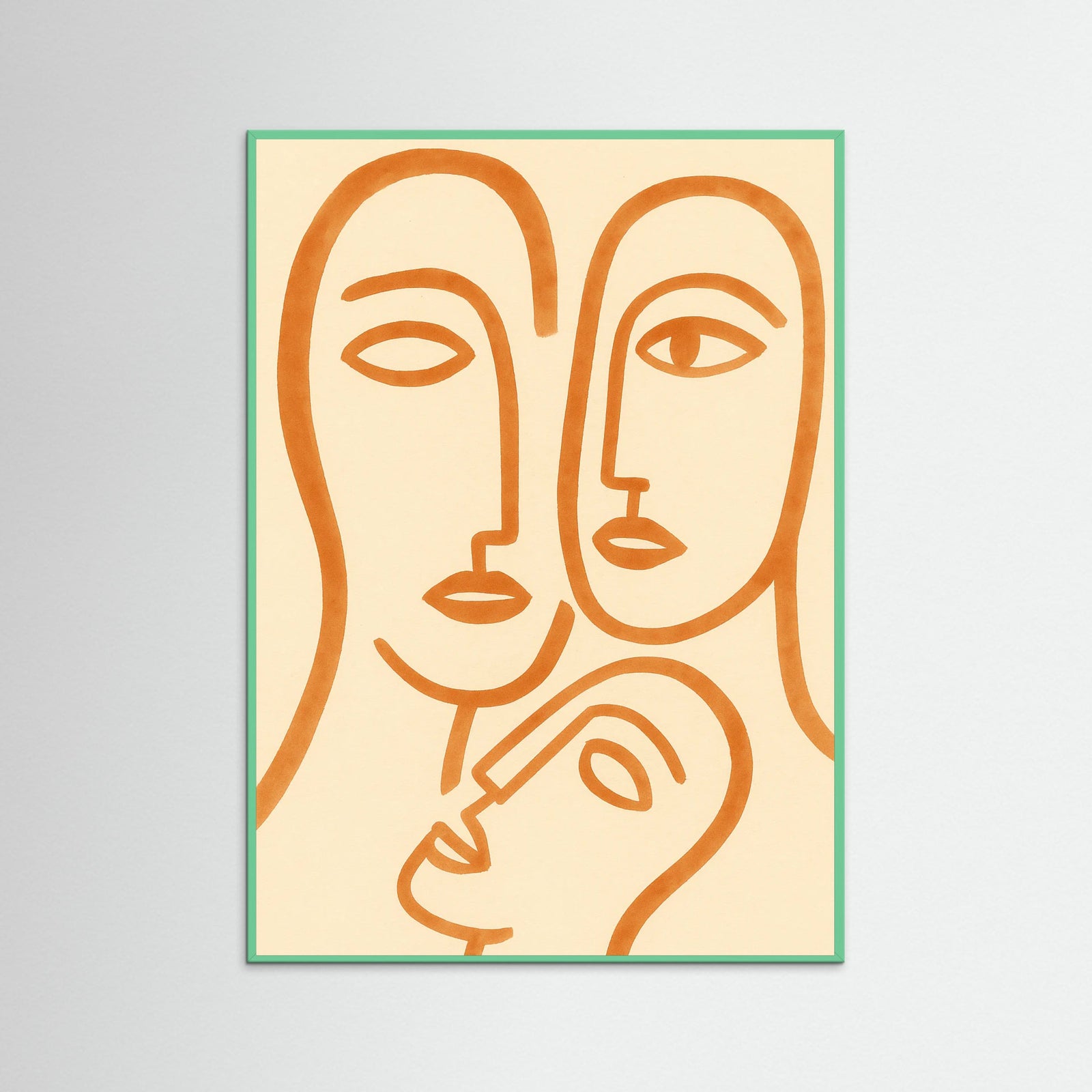 Mint Wood Green Line Faces