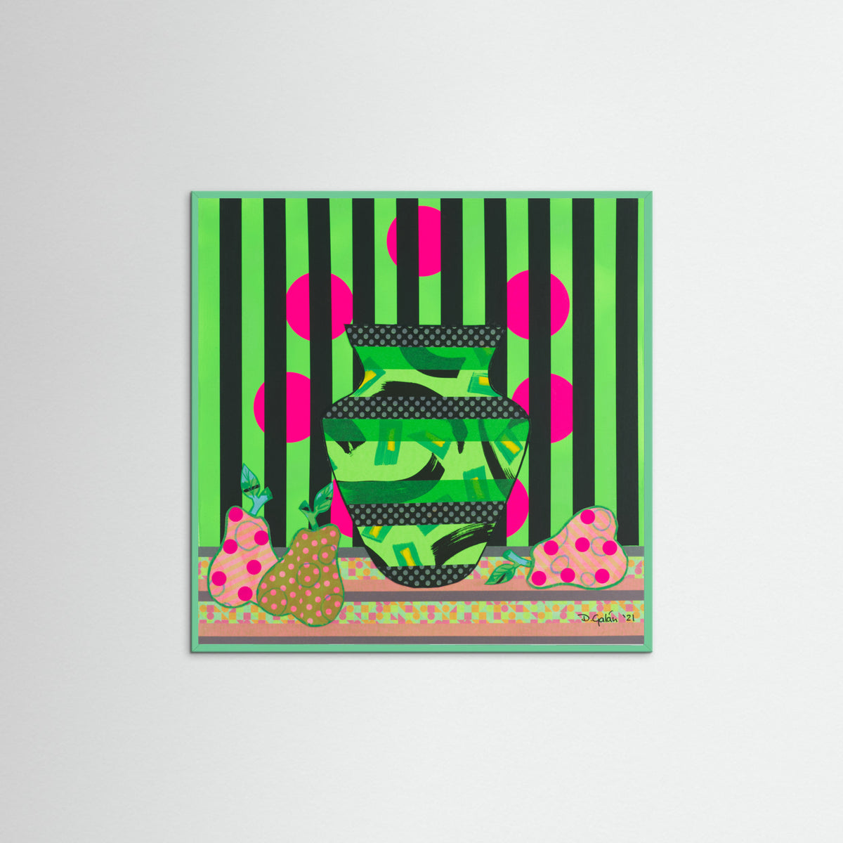 Mint Wood Green Vase & Pears Poster
