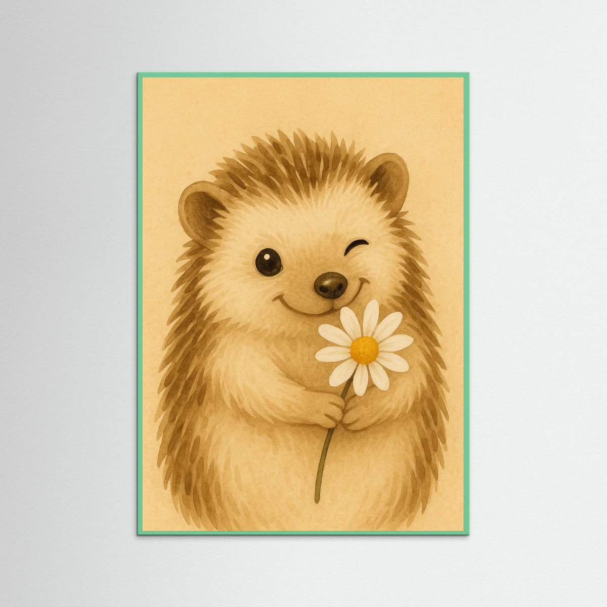 Mint Wood Hedgehog With Flower