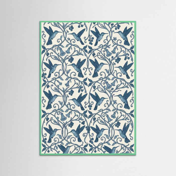 Mint Wood Indigo Botanical Pattern