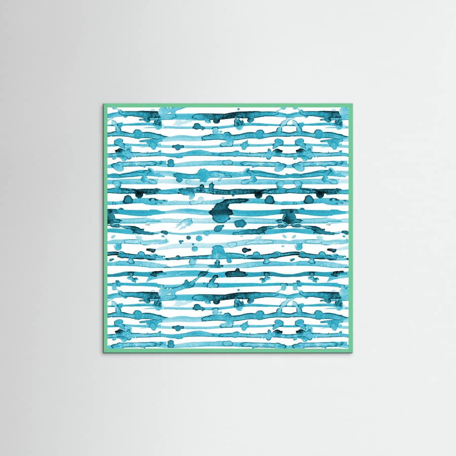 Póster Indigo Teal Line Splatter Watercolor – póster e impresión artística