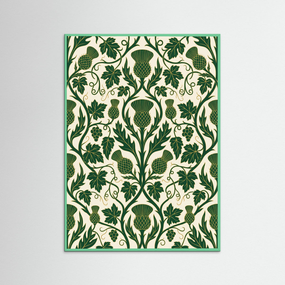 Mint Wood Intricate Botanical Tapestry