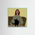Póster Lady sitting with black cat. – póster e impresión artística