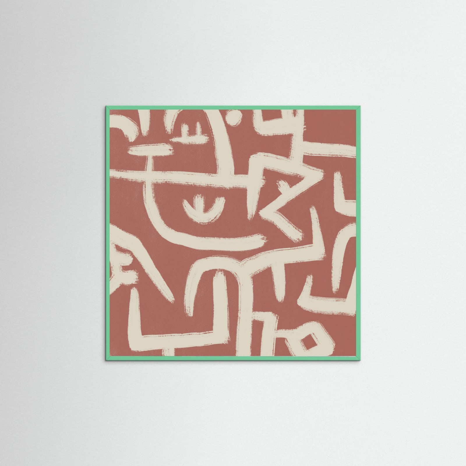 Mint Wood Line art abstract Poster