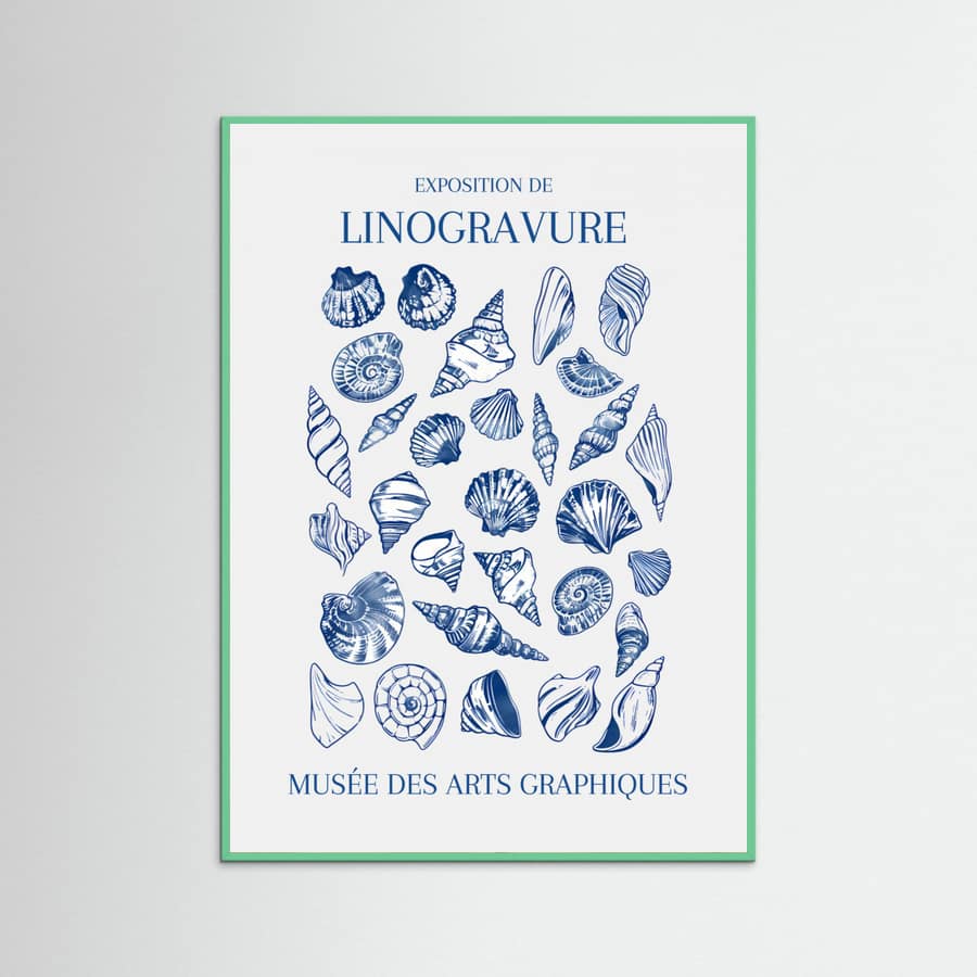 Lino Seashell Art Market Poster – Poster und Kunstdruck