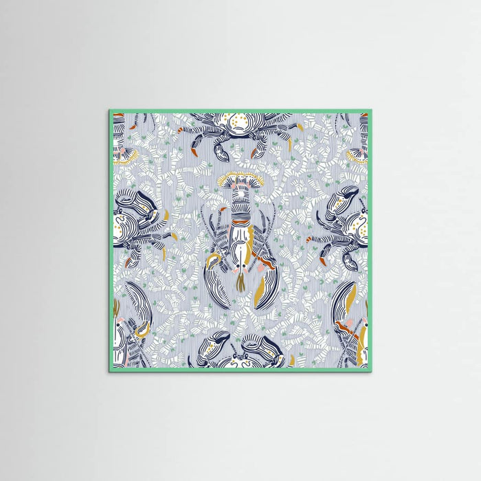 Affiche Lobster and crab coastal nostalgia grey pattern – affiche et impression d’art