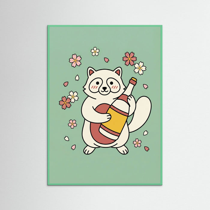 Mint Wood Lucky Ramen Cat