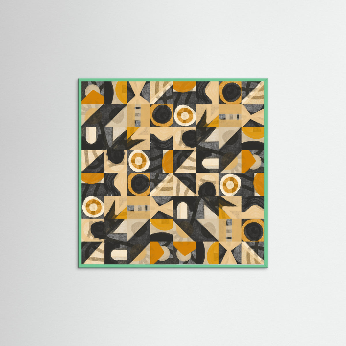 Mint Wood Mid Century Grid Pattern Eight Poster
