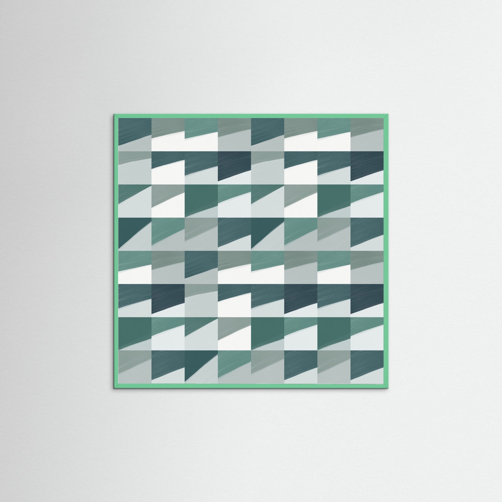 Mint Wood Mid Century Grid Pattern Seven Poster
