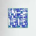 Mint Wood Mid Century Grid Pattern Six Poster