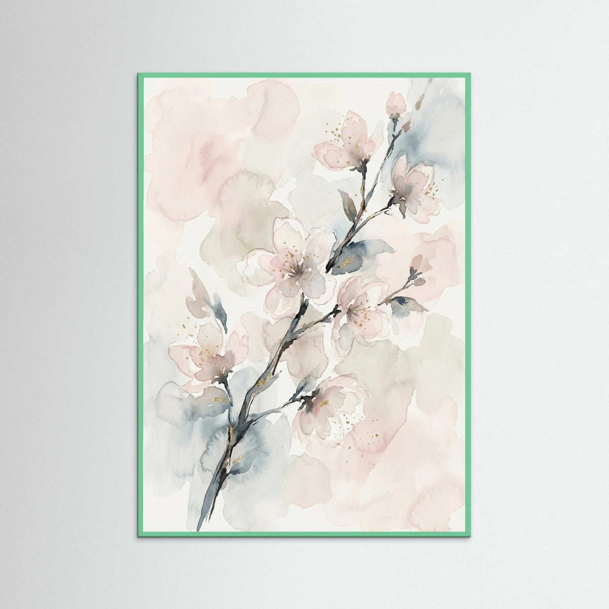 Mint Wood Misty Floral Elegance