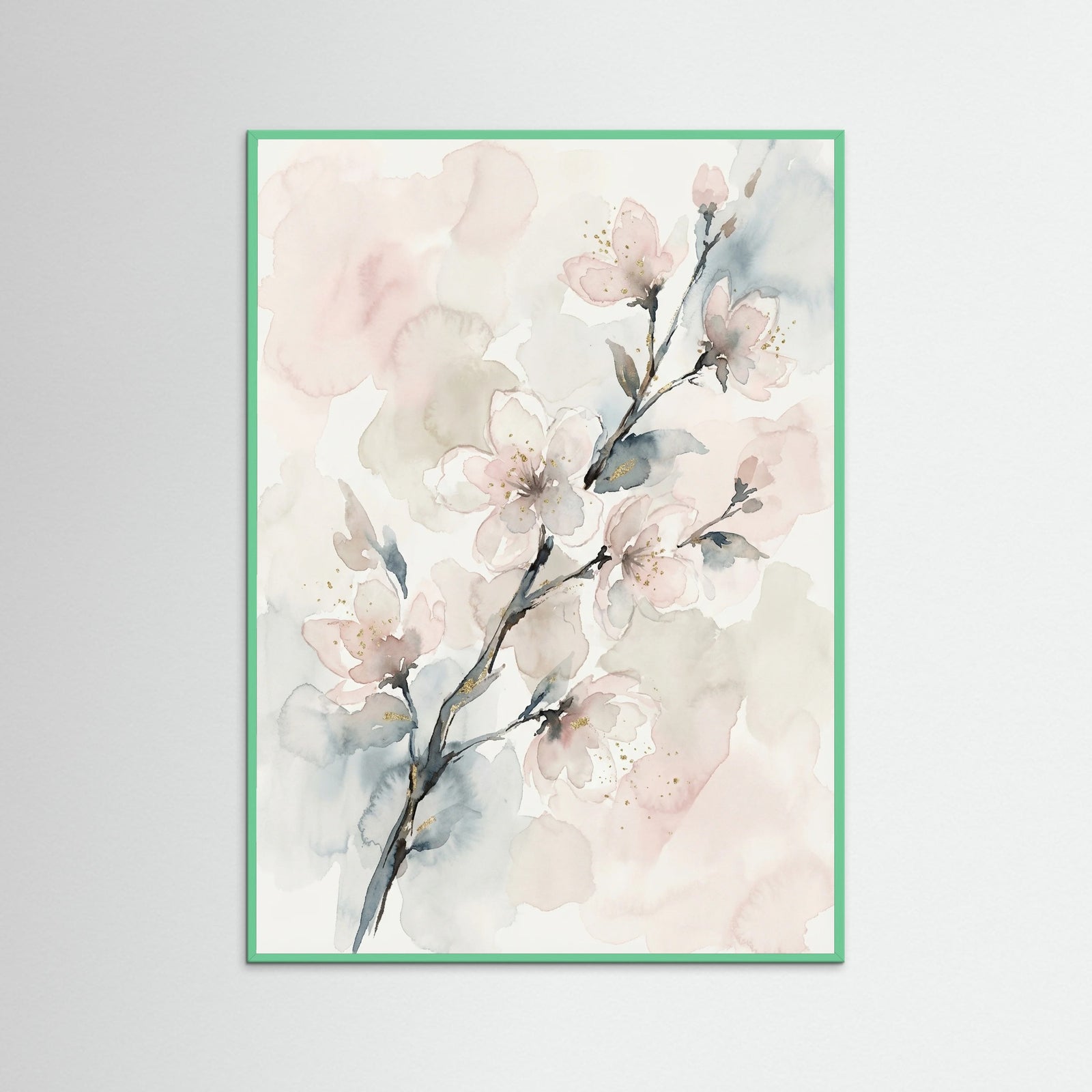 Mint Wood Misty Floral Elegance