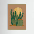 Mint Wood Modern Americana Cactus Poster