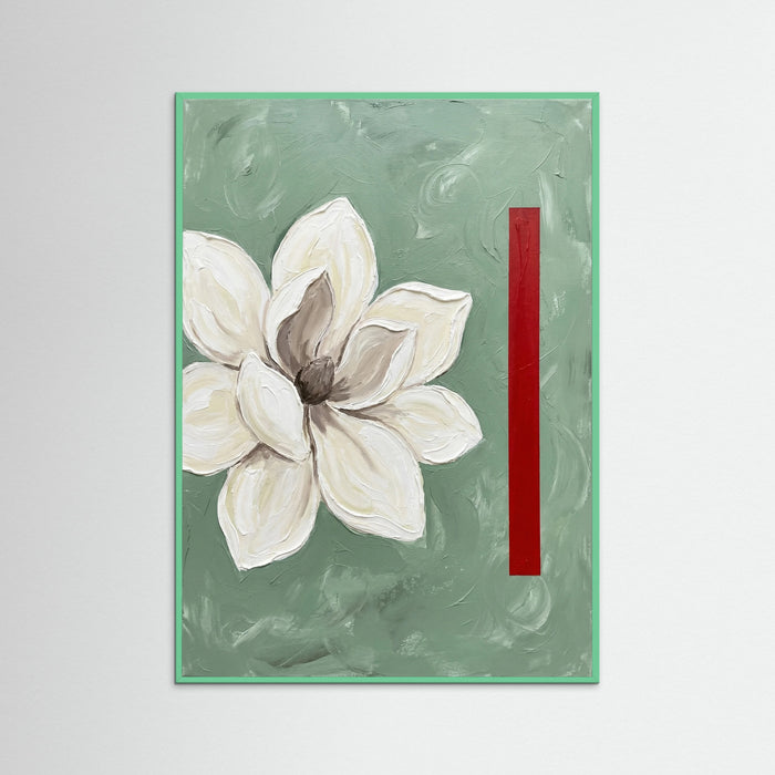 Mint Wood Modern Poppies