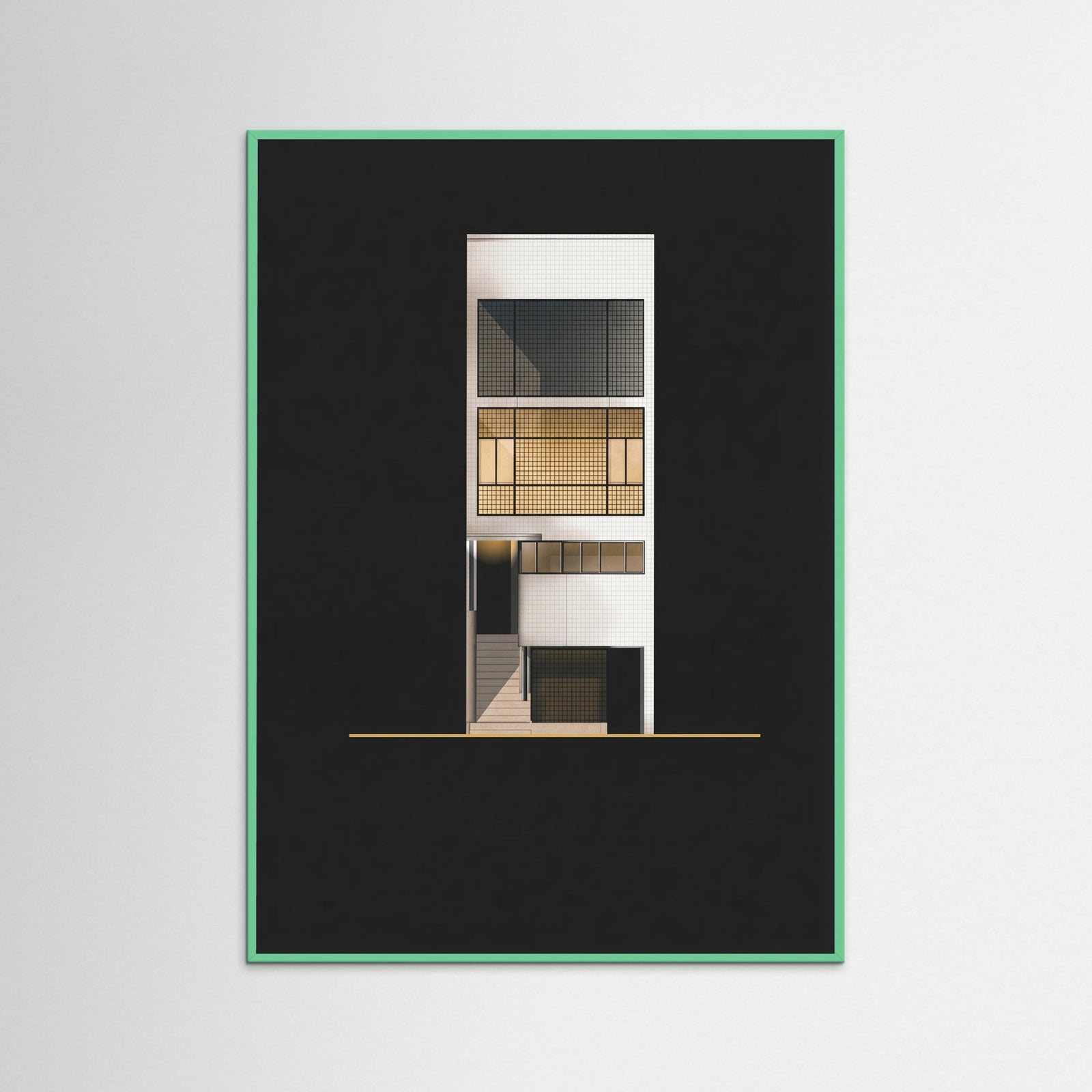 Mint Wood Modernist Facade Black