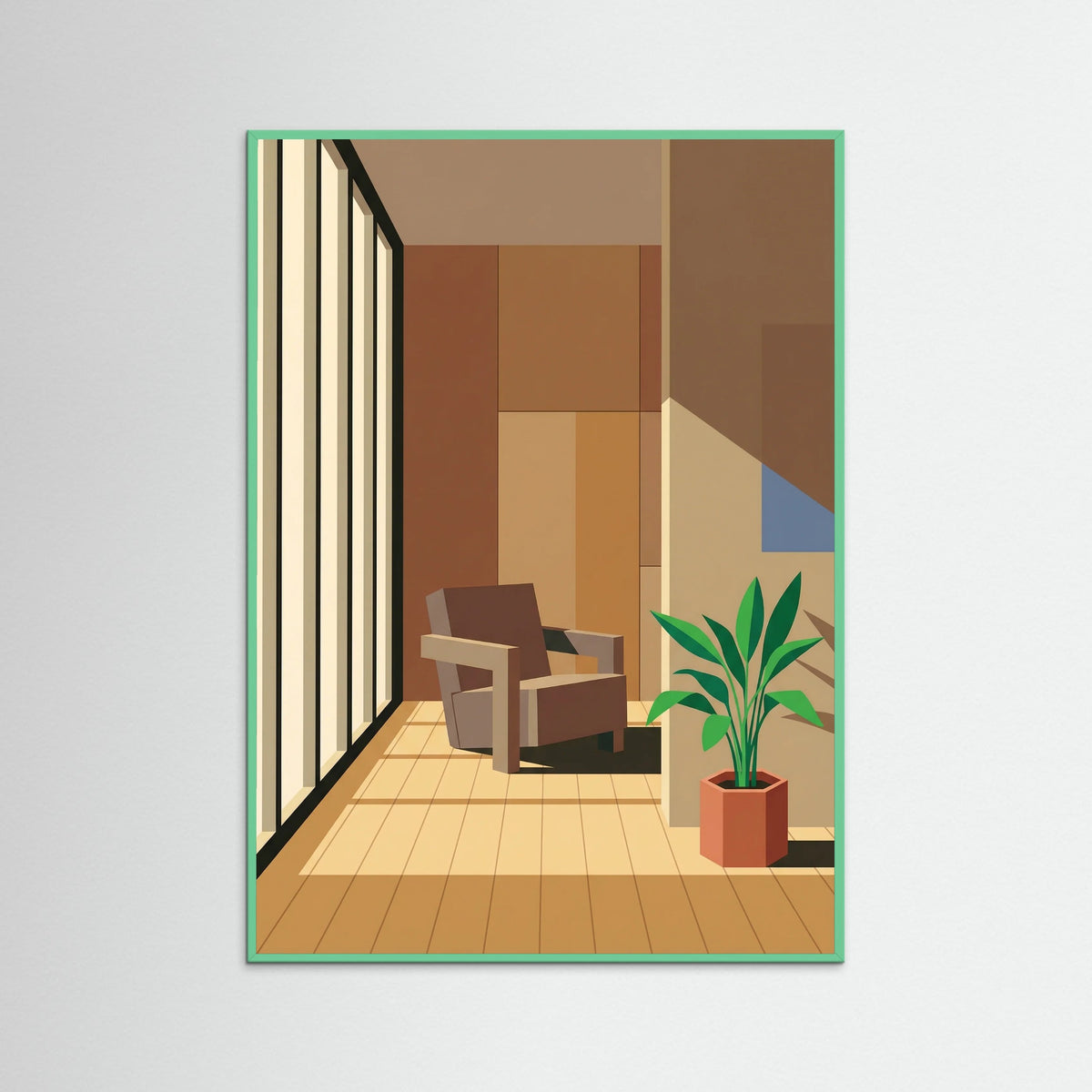 Mint Wood Modernist Interior Study