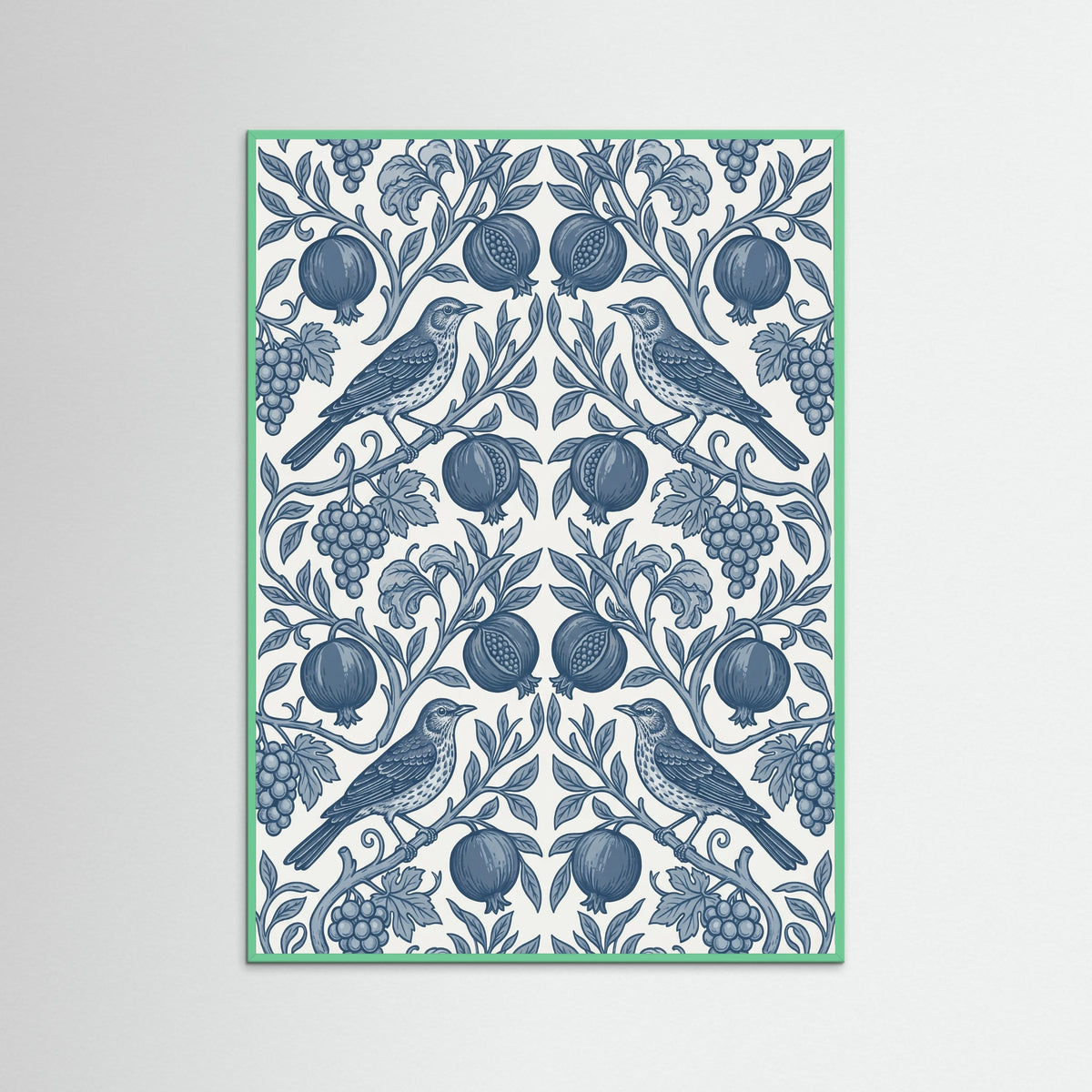 Mint Wood Morrisian Bloom Blue