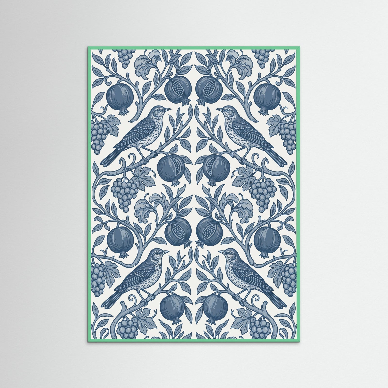 Mint Wood Morrisian Bloom Blue