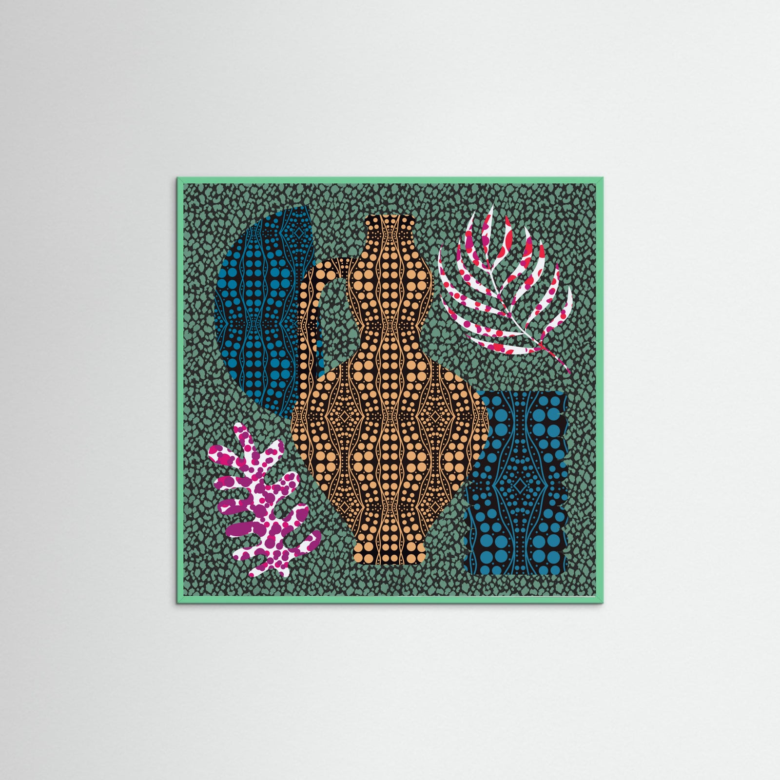 Mint Wood Mosaic Bohemian Composition Poster