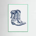 Navy Blue Cowgirl Boots with Bow Poster – plakat og kunsttryk