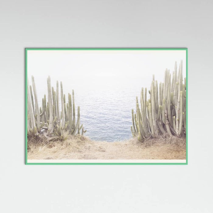 Mint Wood Ocean Cactus Poster