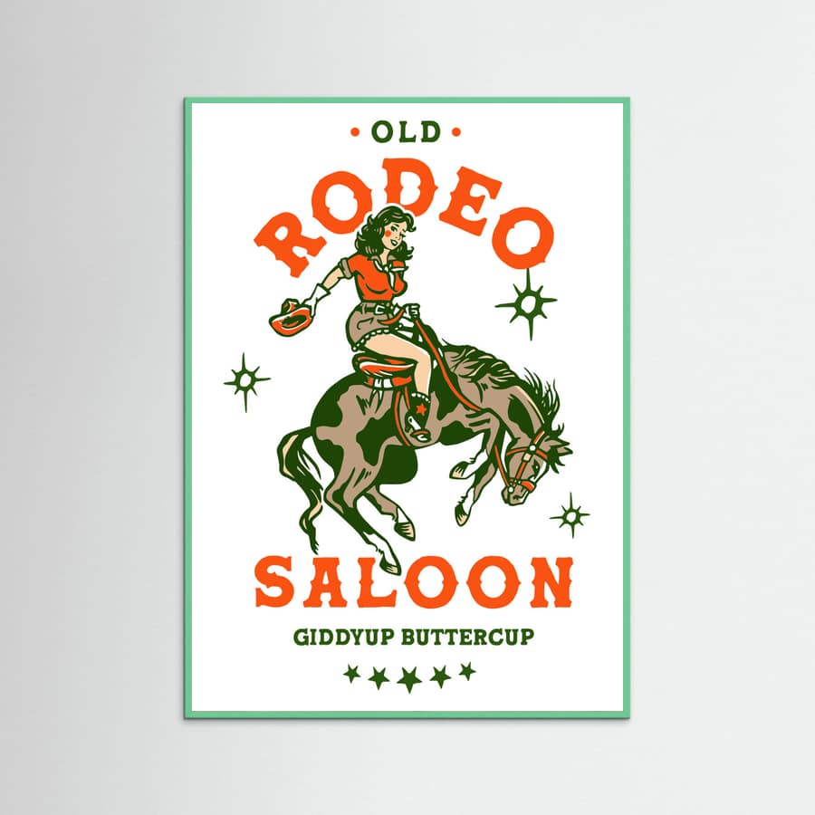 Mint Wood Old Rodeo Saloon Cowgirl: Giddyup Buttercup Poster