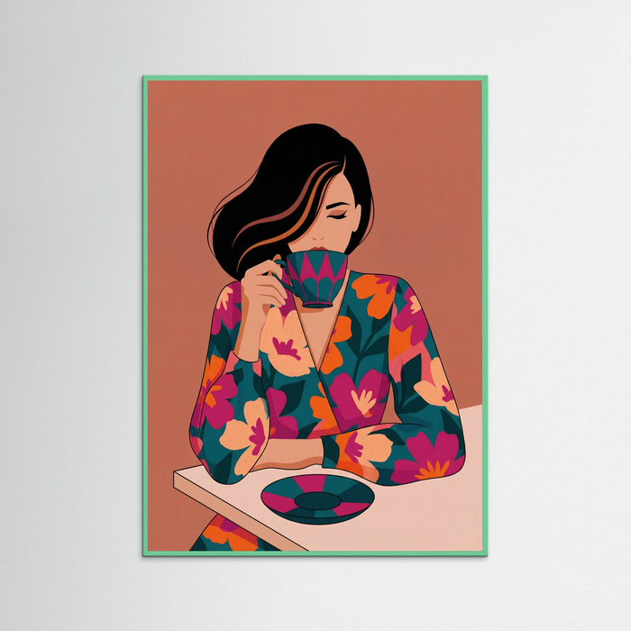Mint Wood Orange Dot Figure