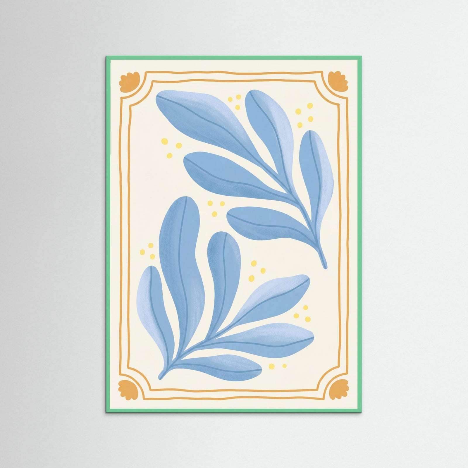 Mint Wood Organic Blue Blooms