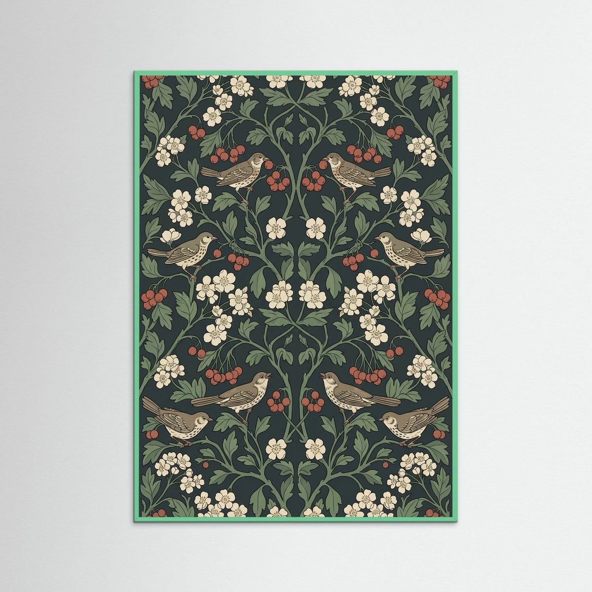 Mint Wood Ornate Botanical Tapestry