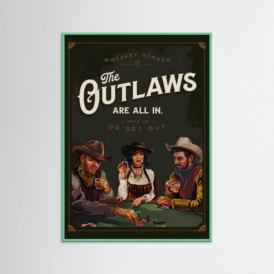 Mint Wood Outlaws Are All In Cool Cowboy Poker Art Poster