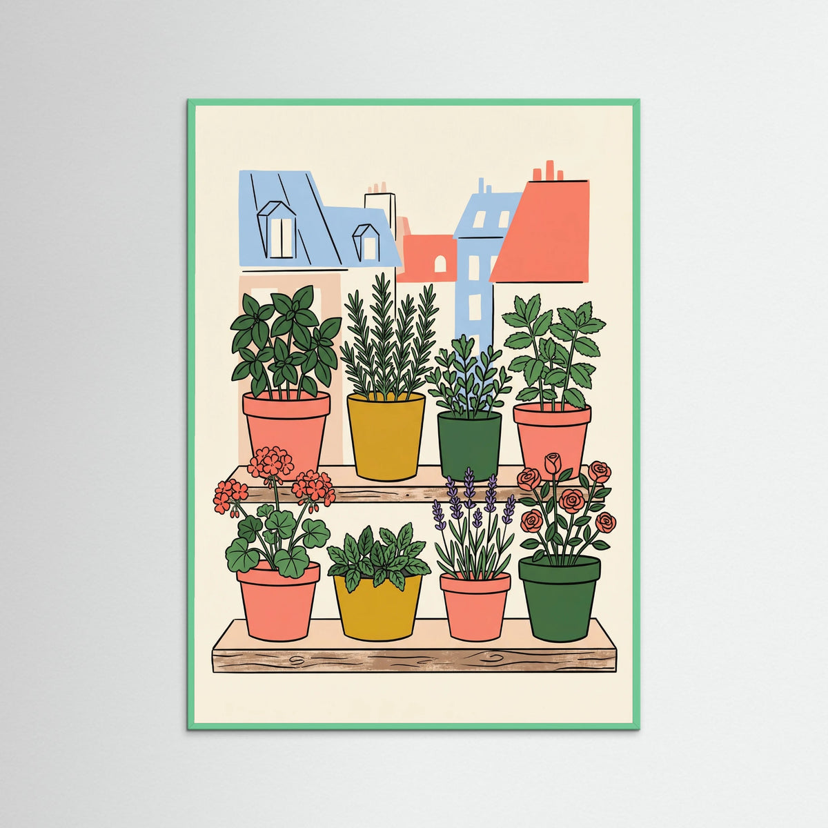 Mint Wood Parisian Blooms