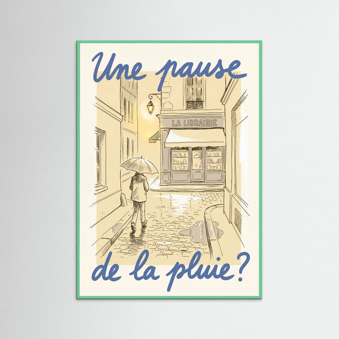 Mint Wood Parisian Rainy Invitation