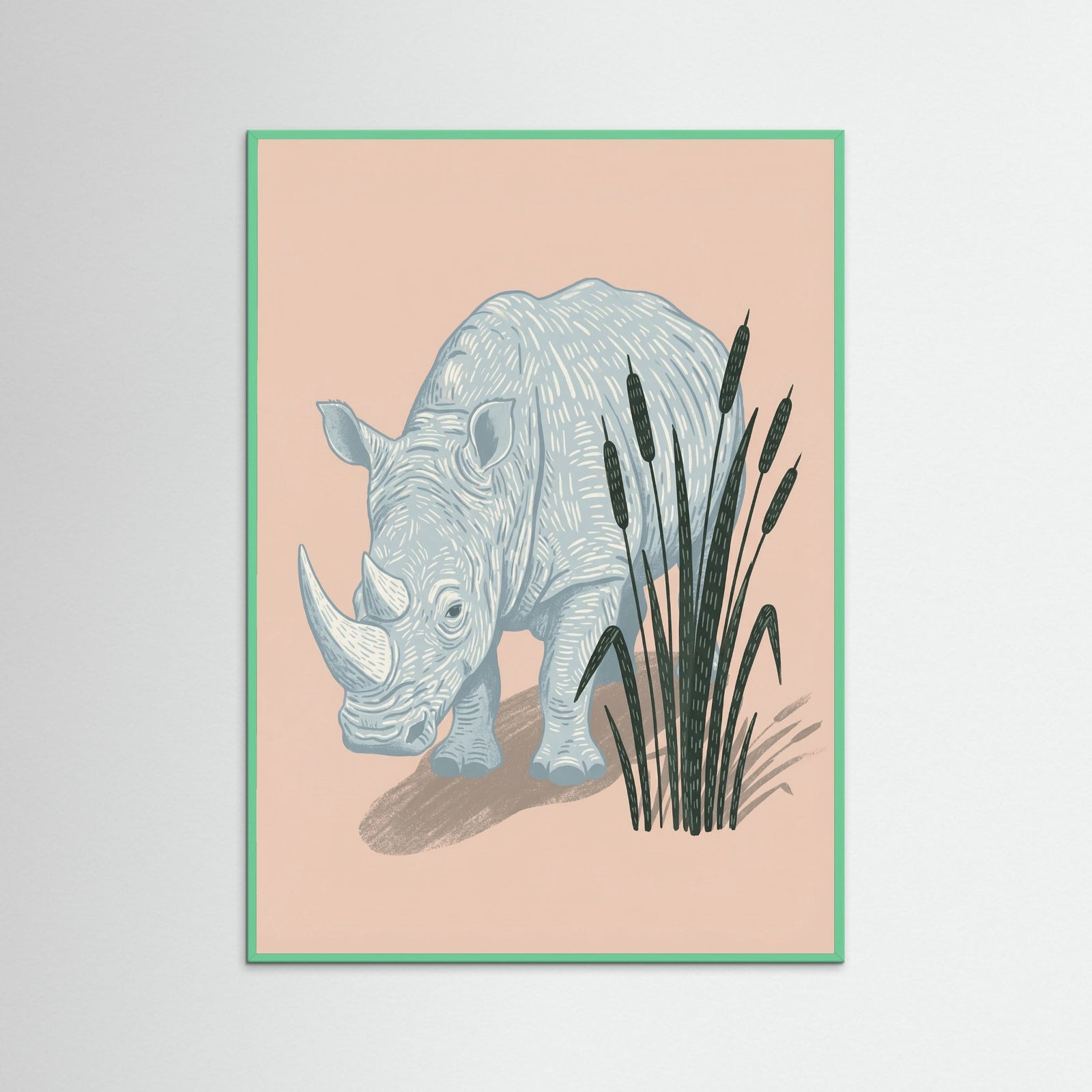 Mint Wood Patterned Hippo Stillness