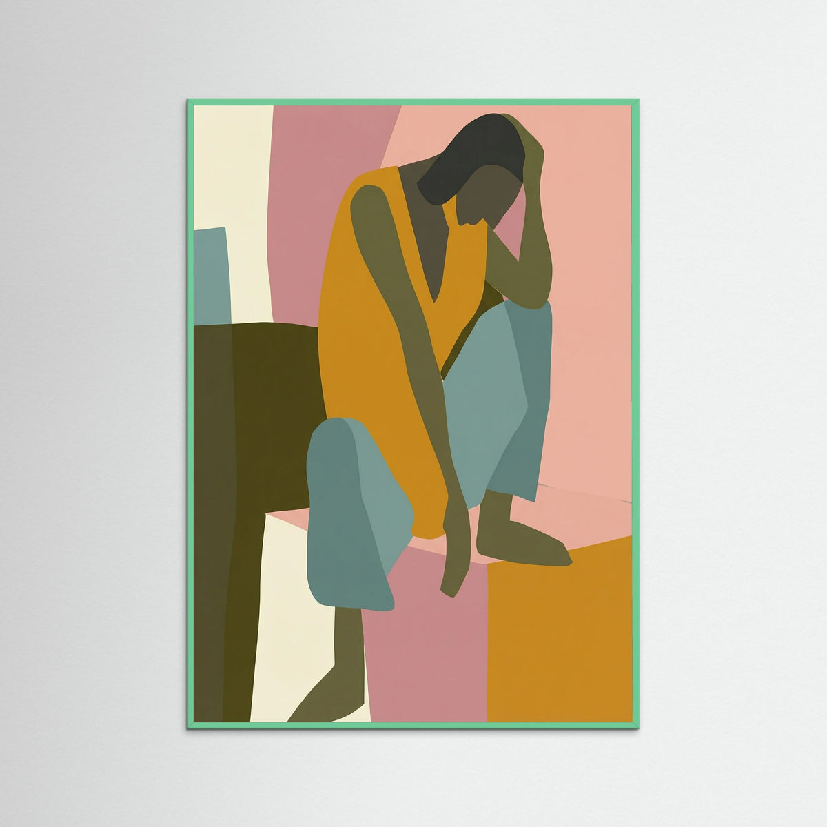 Mint Wood Pensive Abstract