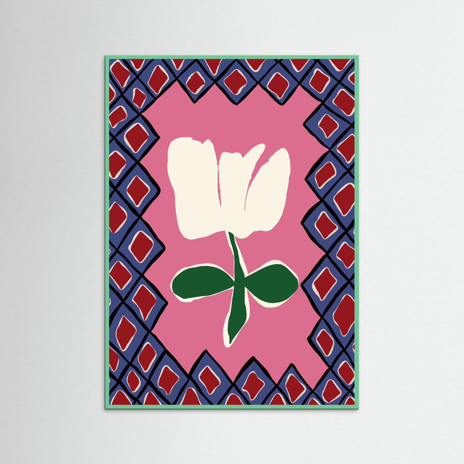 Mint Wood Petal plaid playtime I Poster